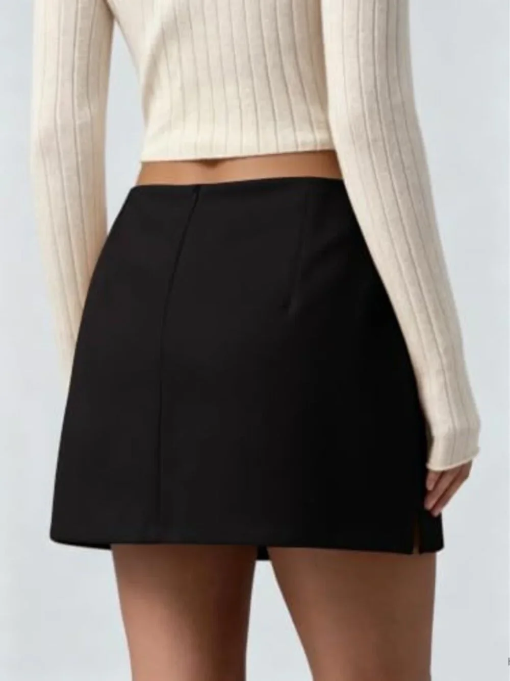 Faux Suede Mini Skirt Side Slit Bodycon Skort Low Waisted A-Line